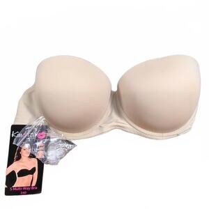 5 Multi-Way Strapless Bra 34D Beige, NEW!